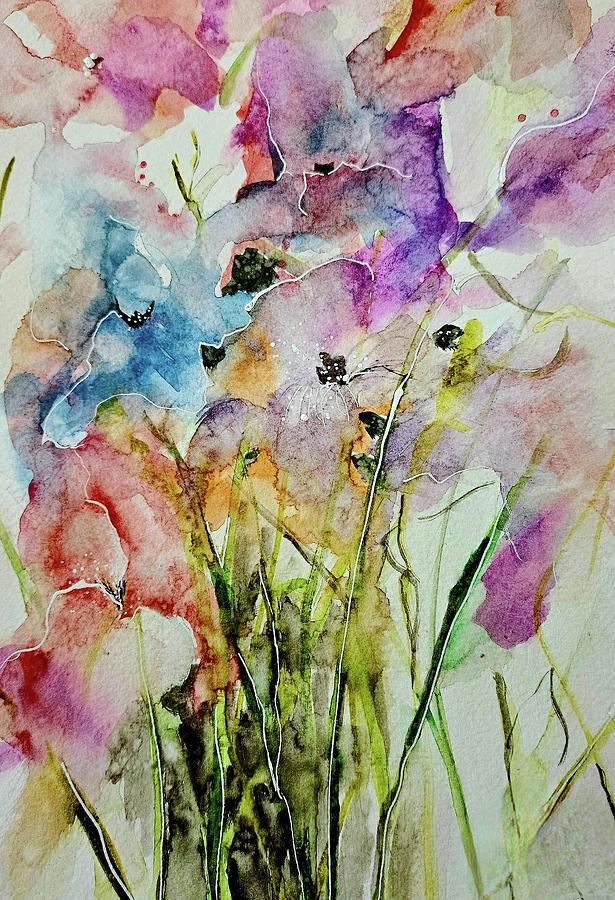 Loose And Wild Watercolor Floral  Painting by Lisa Kaiser