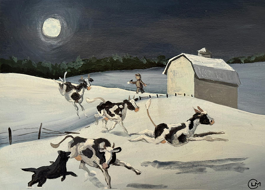 Loose Cows Painting by Lisa Curry Mair