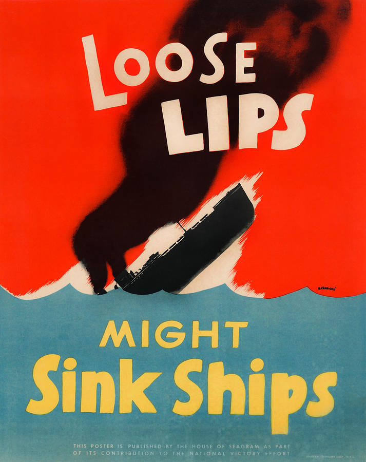 Loose Lips Painting - Loose Lips Might Sink Ships by War Is Hell Store
