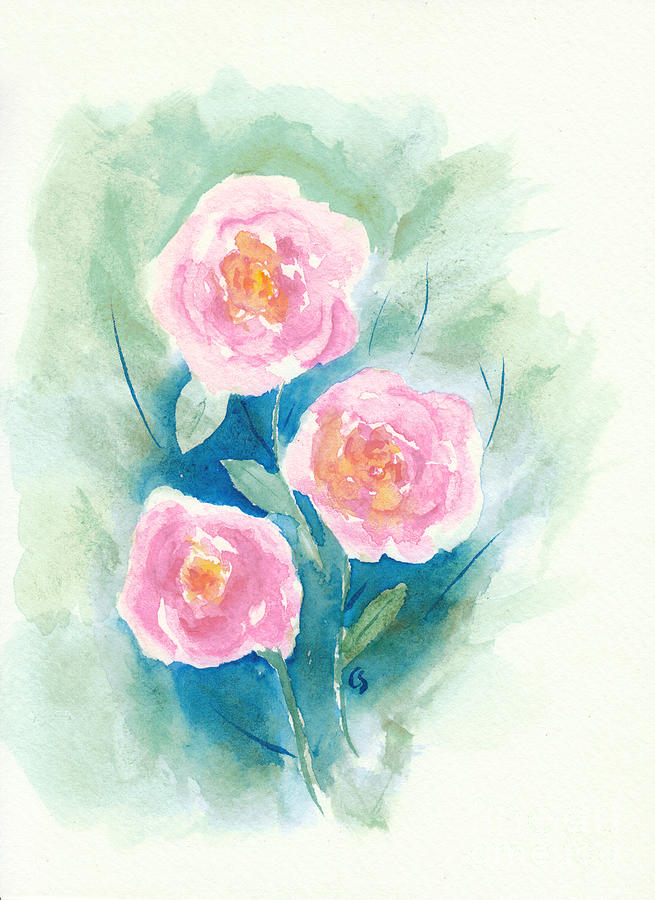 Loose Roses 4 - Pink And Yellow Painting