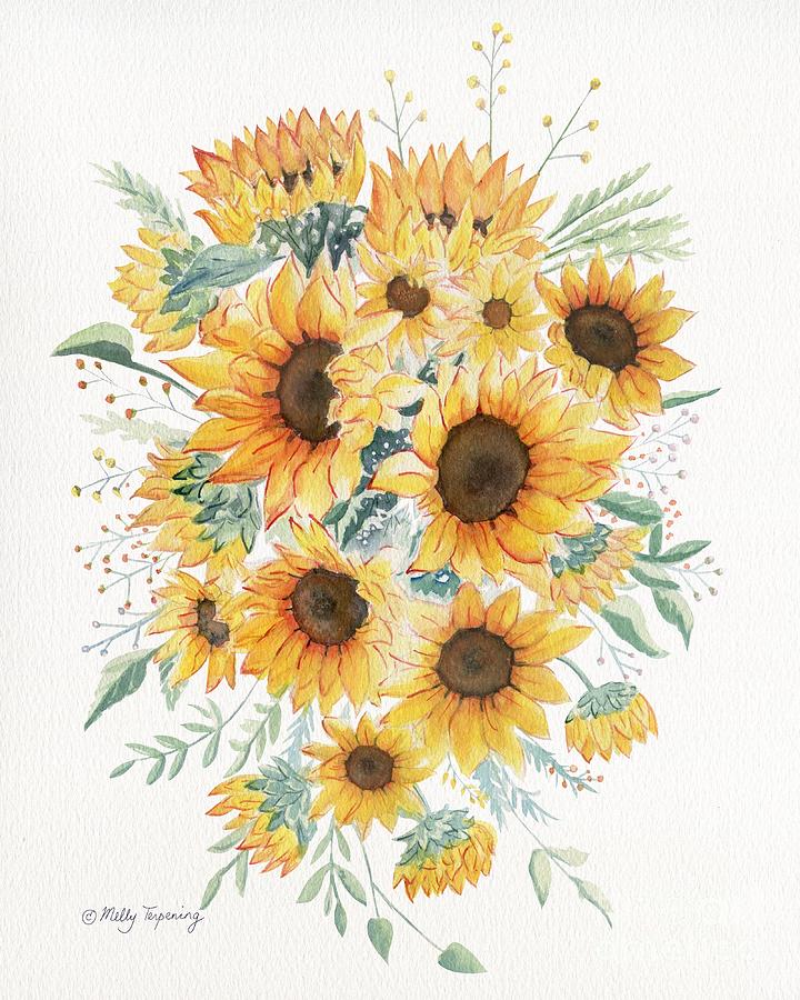 Loose Watercolor Sunflowers Painting by Melly Terpening