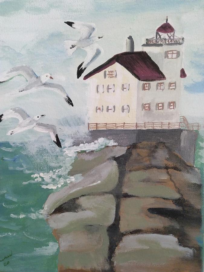 Lorain Lighthouse  Painting by Barbara Fincher