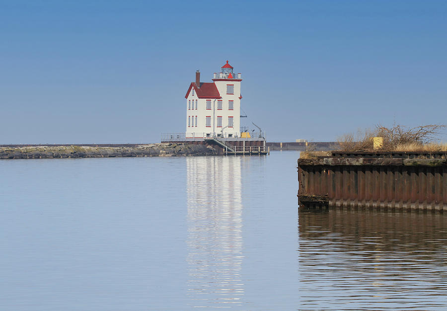 Lorain Lighthouse Reflection Photograph by Dan Sproul
