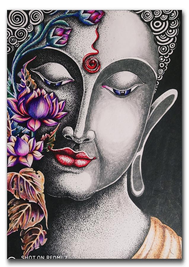 Buy Lord Buddha Sketch Art Painting Buddhism Religious Handmade Online in  India  Etsy