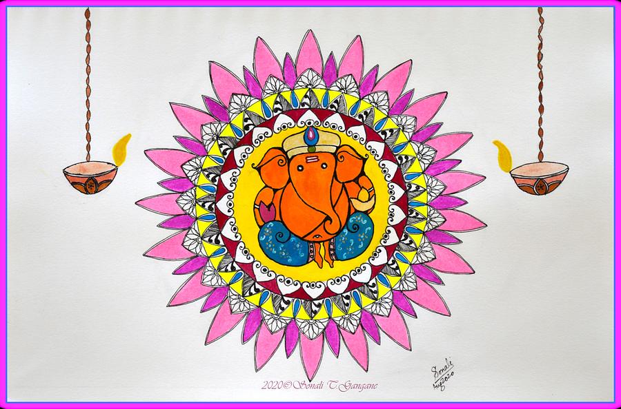 ganesha lotus drawing