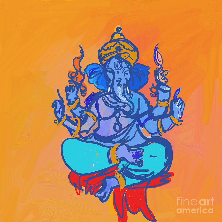 Lord Ganesha Painting By Kartick Dutta Painting by Kartick Dutta - Fine ...