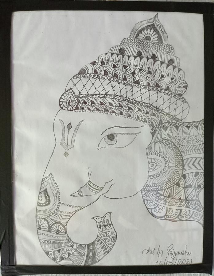 Lord Ganesha Drawing by Priyanshu Kumar - Pixels