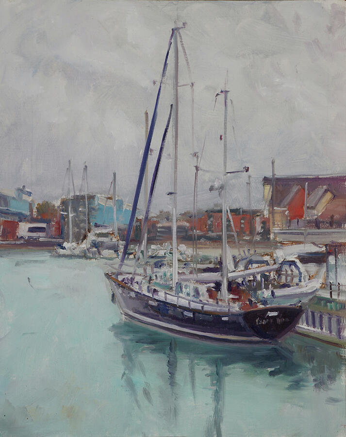 Plein air painting 167 Lord Jim at Ocean Village Painting by Martin Davey Plein air painting 167 Lord Jim at Ocean Village Painting by Martin Davey