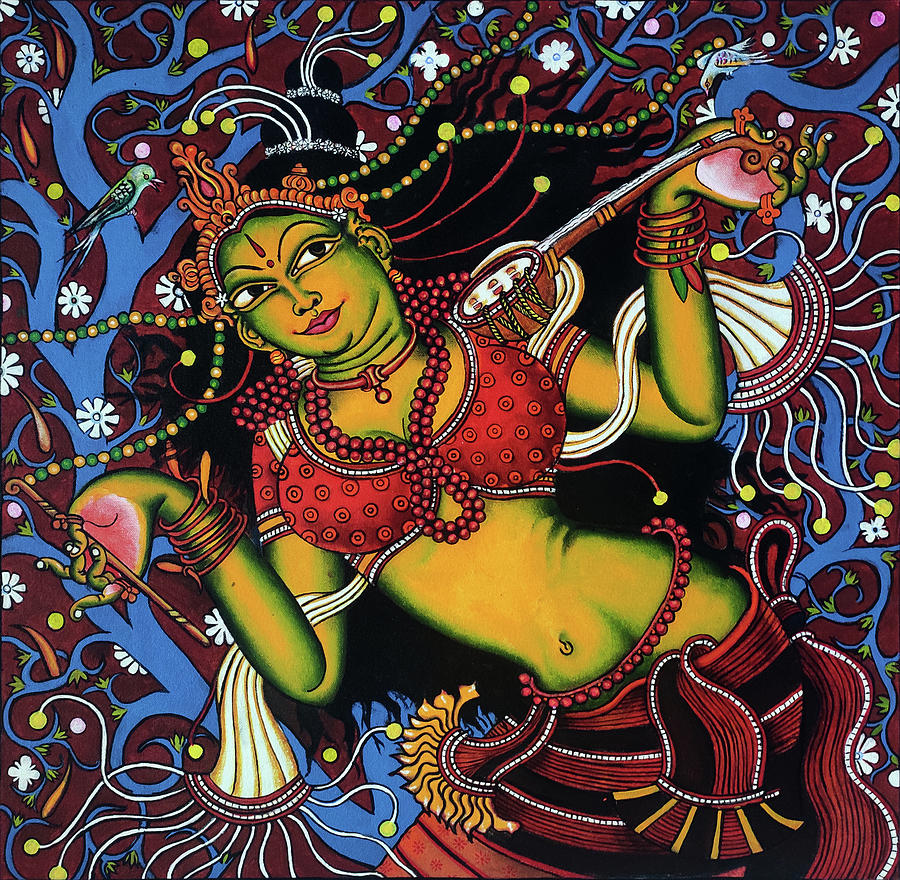 Music Painting - Lord Krishna Devotee Mirabai Dance of Love by Asp Arts