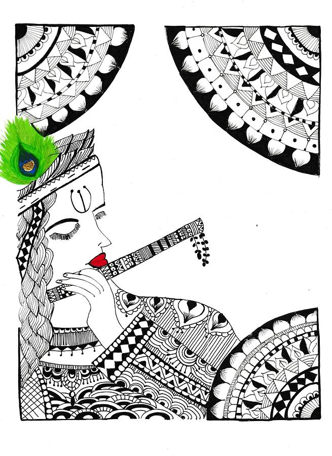 Lord Krishna Freehand Charcoal Sketch Drawing by Akash Bhisikar | Saatchi  Art-gemektower.com.vn