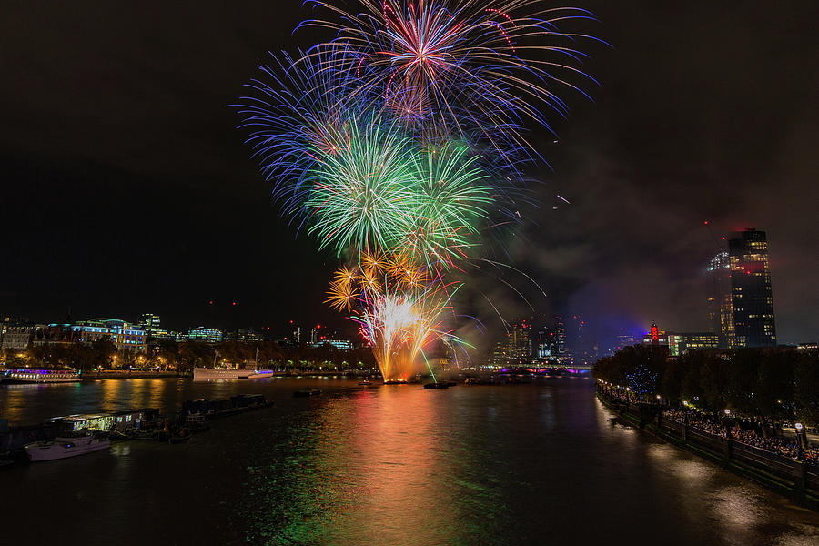 Lord Mayor firework show in London Photograph by Andrew Lalchan