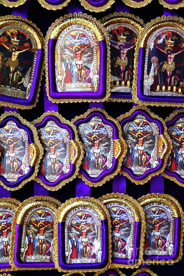 Lord of Miracles icons Peru Photograph by James Brunker