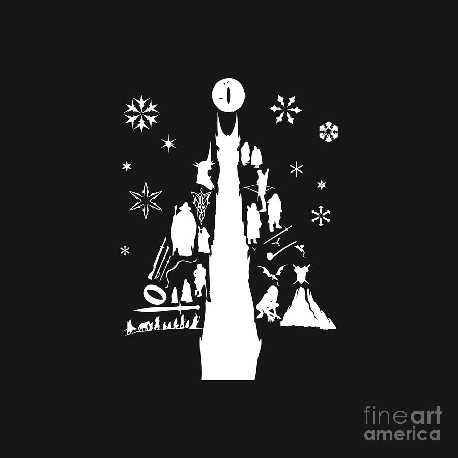 lade tempo grafisch Lord Of The Rings Christmas Tree Silhouette Digital Art by Gertrude J  Quinones - Pixels