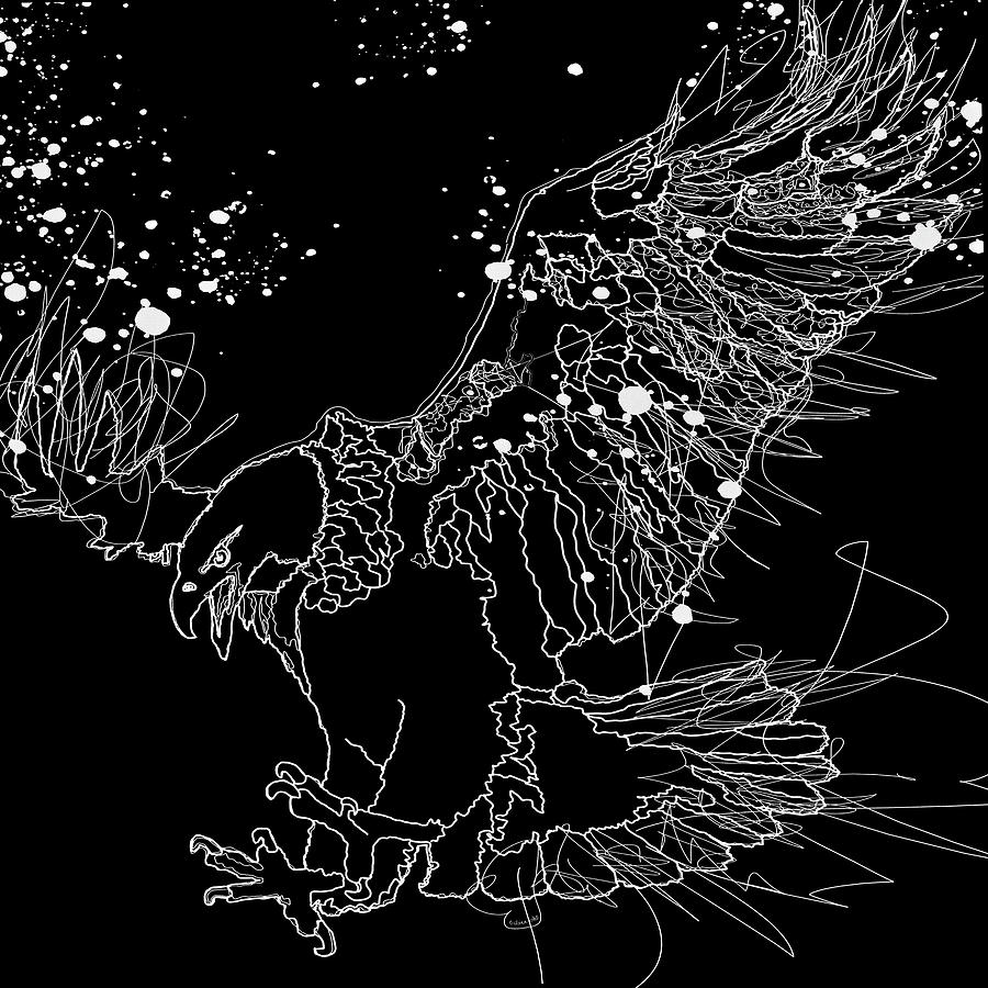 Lord of the Sky White Eagle Design Line Drawing Painting by OLena Art Lord of the Sky White Eagle Design Line Drawing Painting by OLena Art