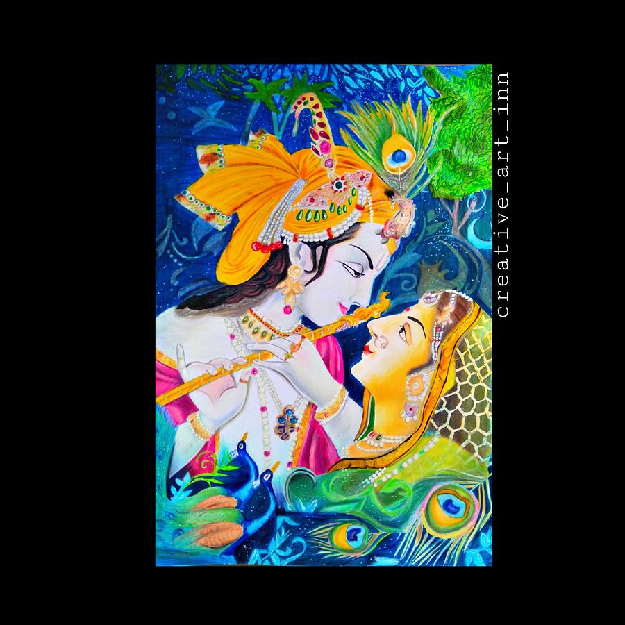 Krishna drawing, Easy Krishna drawing, Krishna drawing with Oil Pastel |  Oil pastel drawing… | Oil pastel drawings easy, Oil pastel landscape,  Poster color painting