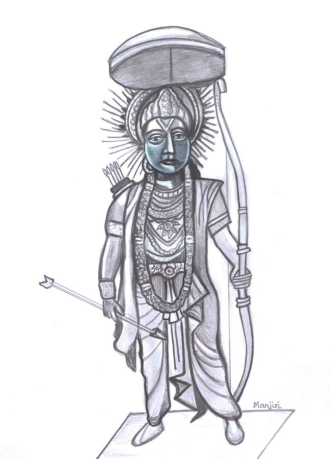 Lord Rama sketch  Painting by Manjiri Kanvinde