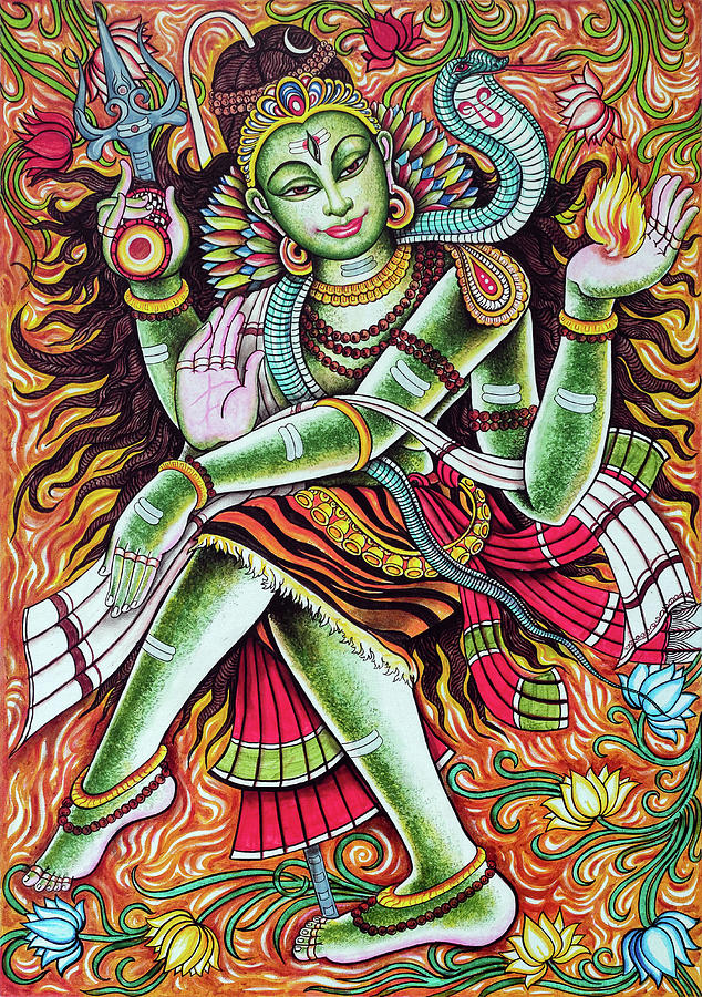 Lord Siva In Nataraja Dance Form Mural Art Painting by Asp Arts