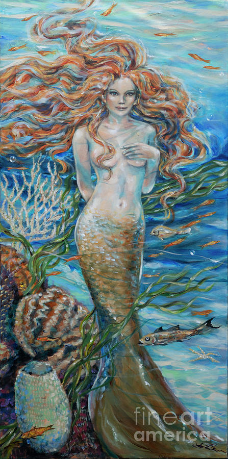 Lorelei Mermaid Painting by Linda Olsen