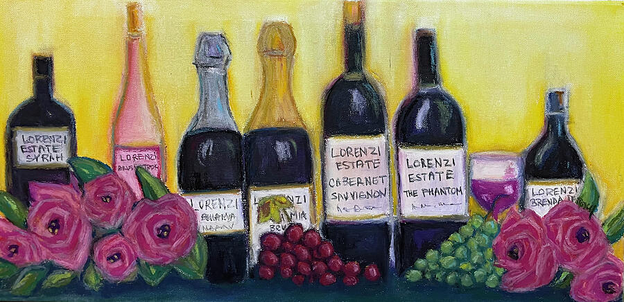 Lorenzi Estate Wine and Roses Painting by Roxy Rich