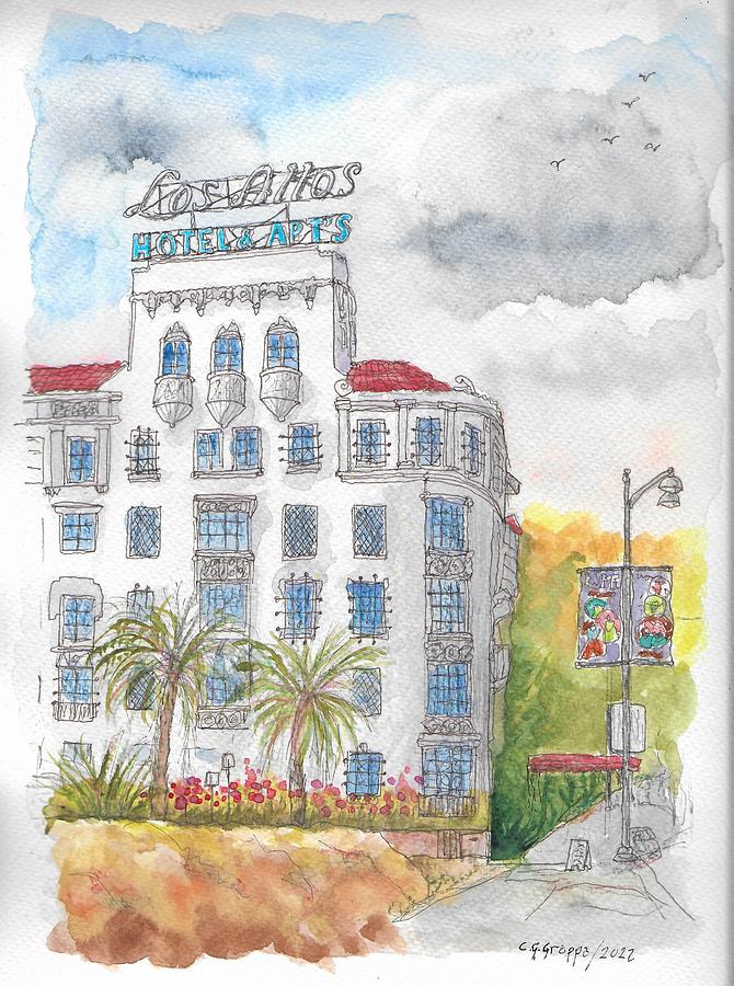 Los Altos Hotel and Apartments,Los Angeles, California Painting by Carlos G Groppa