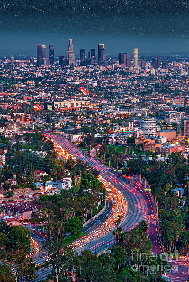 LA Night Hollywood to Downtown Photograph by David Zanzinger
