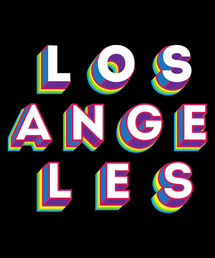 Los Angeles California Typographic Blocky Letter Design Digital Art By 