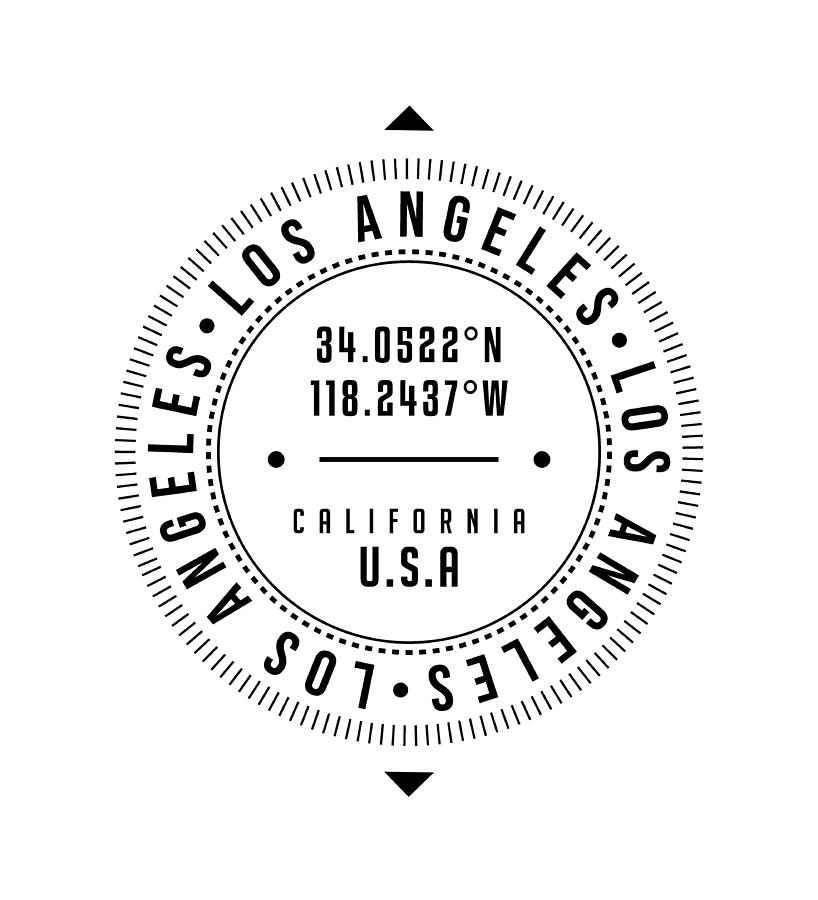 Los Angeles, California, Usa - 1 - City Coordinates Typography Print - Classic, Minimal Digital Art