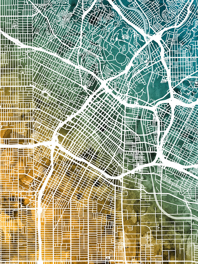 Los Angeles City Street Map #90 Digital Art by Michael Tompsett