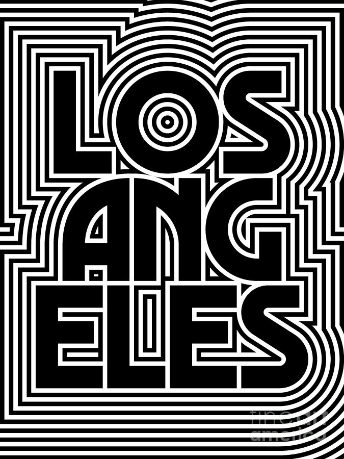 Typography Digital Art - Los Angeles City Text Pattern USA by Organic Synthesis