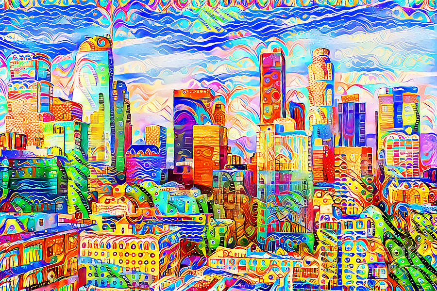 Los Angeles in Contemporary Vibrant Whimsical Colors 20200723 Photograph by Wingsdomain Art and Photography