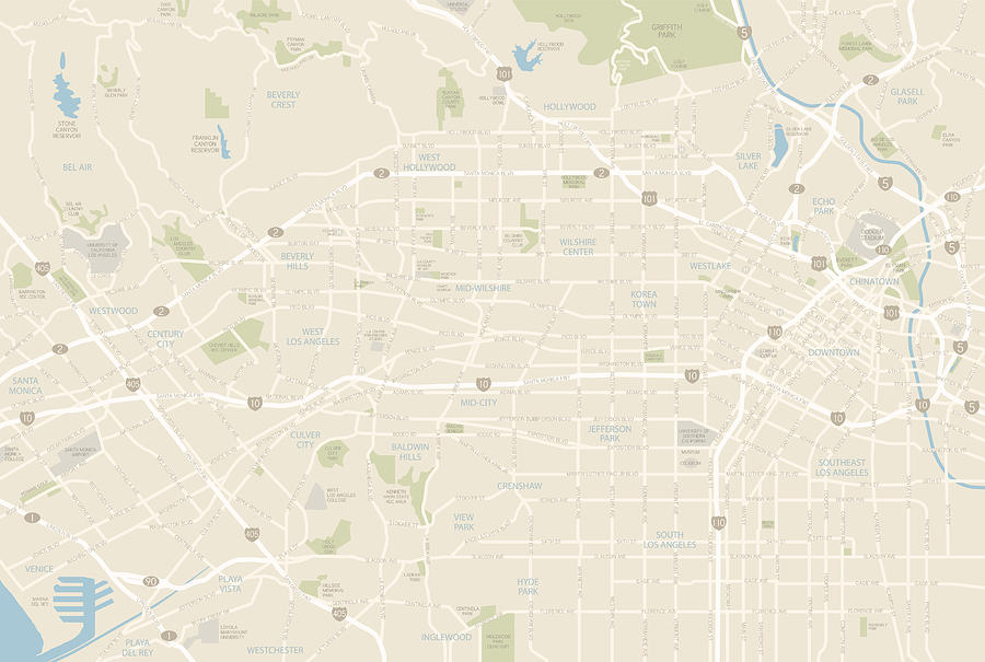 Los Angeles Map Drawing by Hey Darlin