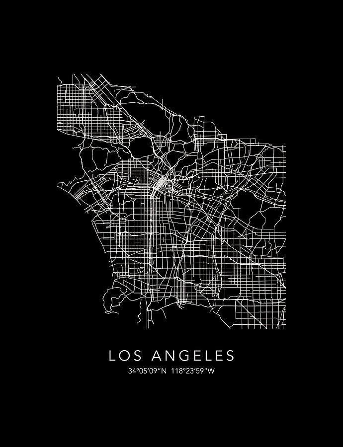 Los Angeles Lakers Digital Art - Los Angeles Map Indulging in the Culinary by Lotus Leafal