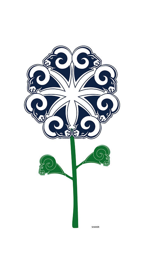 Los Angeles Rams - NFL Football Team Logo Flower Art Digital Art by Steven Shaver