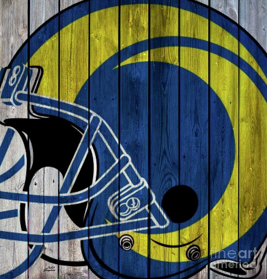 Los Angeles Rams Wood Helmet 2 Digital Art by CAC Graphics