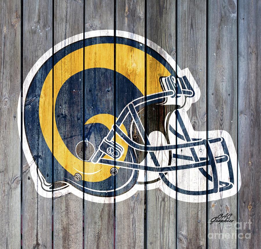 Los Angeles Rams Wood Helmet Digital Art by CAC Graphics