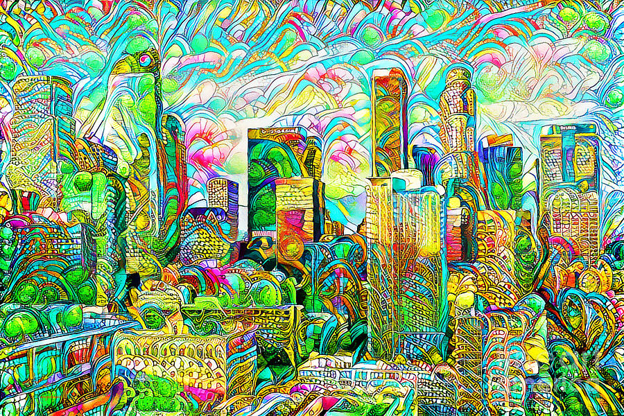 Los Angeles Skyline in Contemporary Vibrant Colorful Motif 20200509 Photograph by Wingsdomain Art and Photography