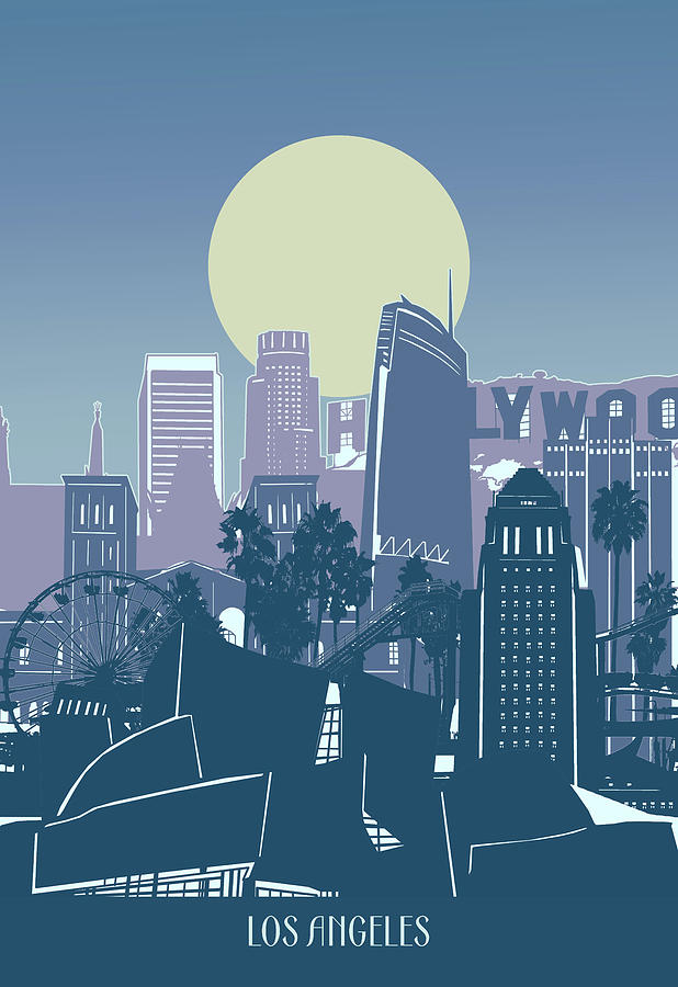 Los Angeles Skyline Vintage Digital Art by Bekim M - Fine Art America