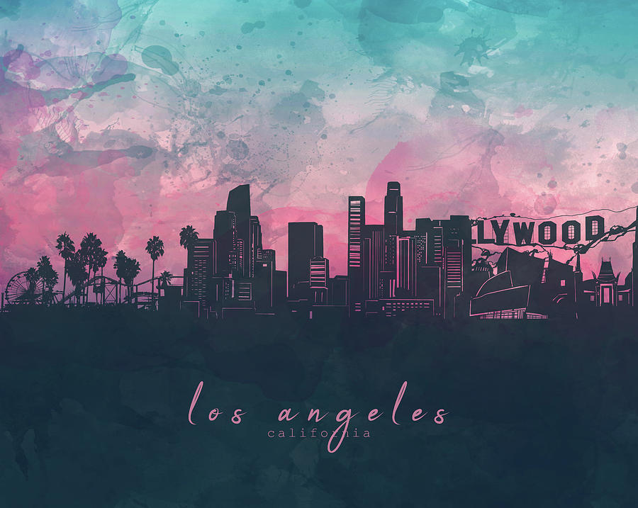 Los Angeles Skyline Panorama Digital Art by Bekim M - Fine Art America