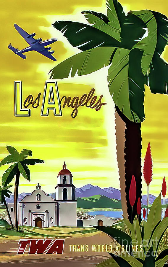 Los Angeles Vintage Travel Poster 1950 Drawing by M G Whittingham