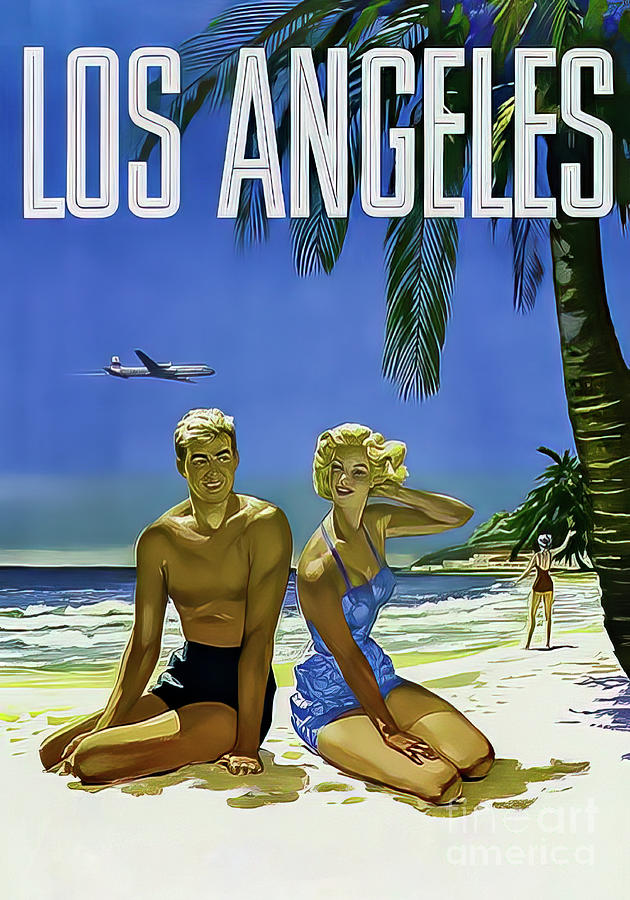 Vintage Los Angeles Travel Poster 1964 Drawing by M G Whittingham