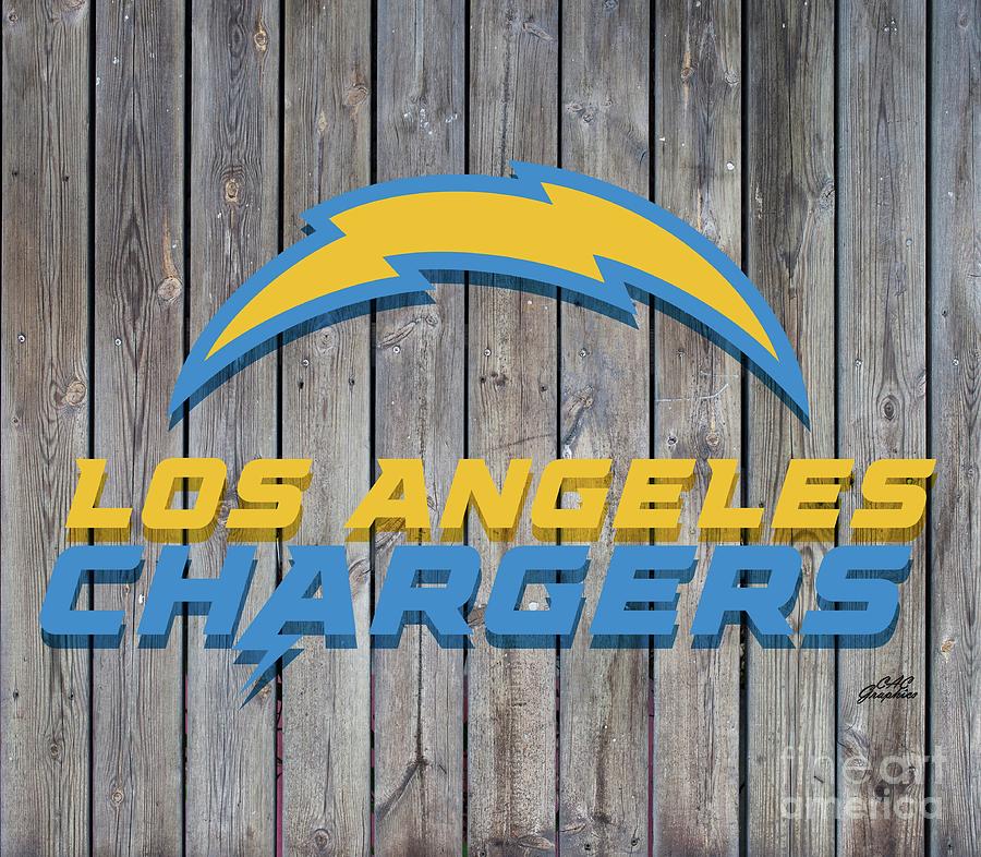 Los Angeles Chargers Wood Art Digital Art by CAC Graphics