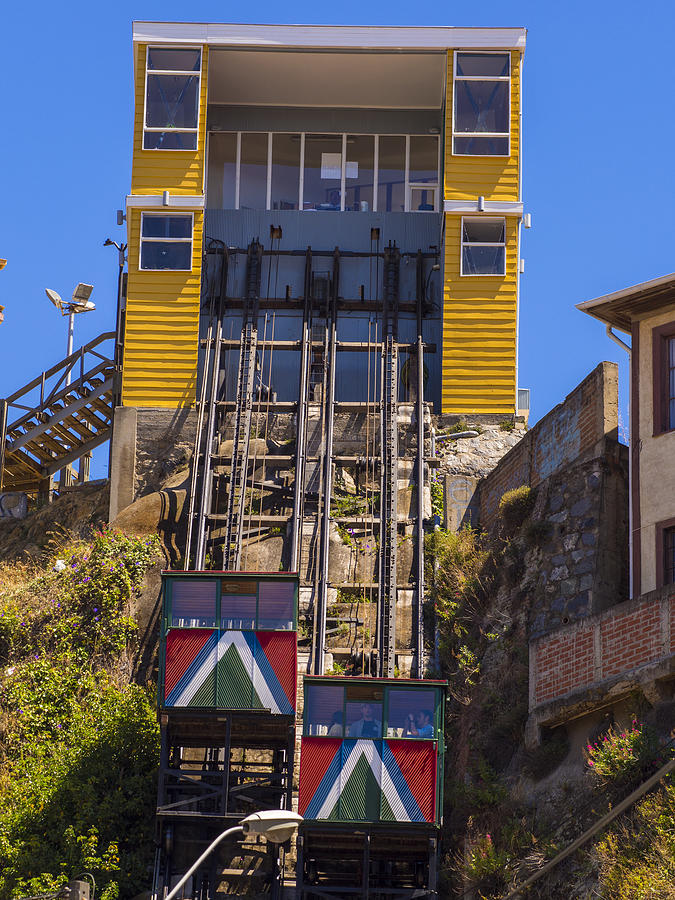 Los Ascensores de Valparaiso Funicular railway, Chile Photograph by Holgs