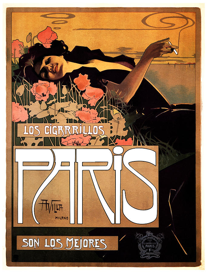 Paris Mixed Media - Los Cigarillos Paris - Son Los Mejores - Vintage Advertising Poster by Studio Grafiikka