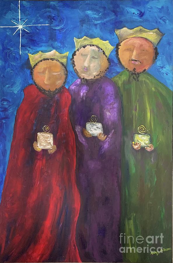 Los Tres Reyes Magos Painting - Los Tres Reyes Magos  by Reina Resto