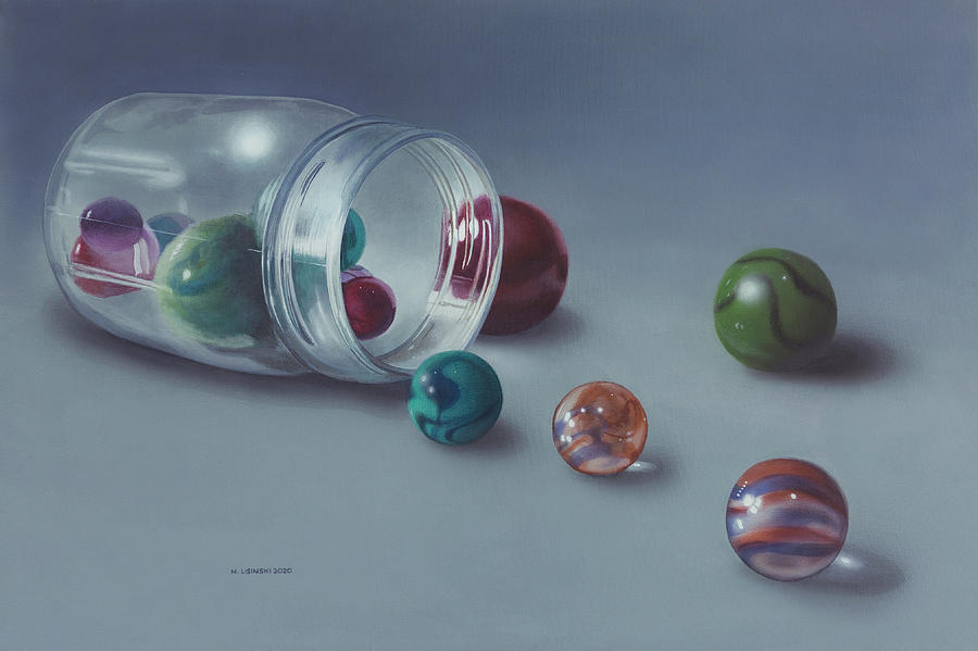Losing Your Marbles Painting by Norb Lisinski