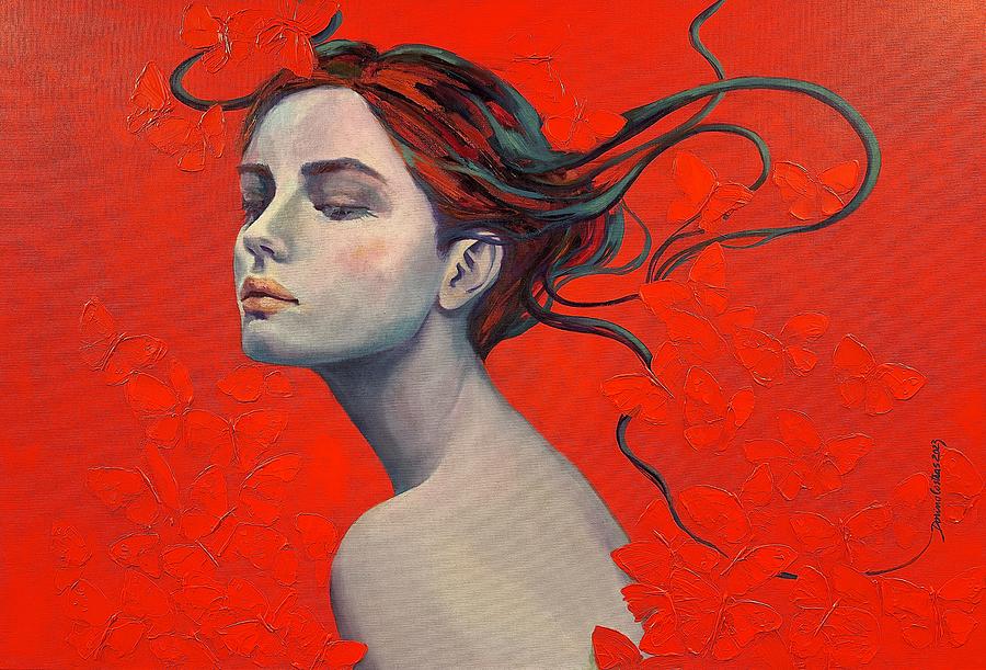 Nude Painting - Lost in red by Dorina Costras