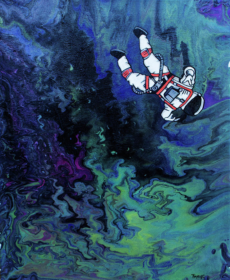 Astronaut Painting - Lost In Space by Tracey Fowler