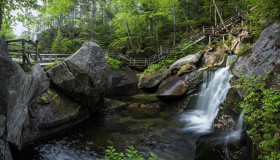 Lost River Paradise Falls Panorama Photograph by White Mountain Images