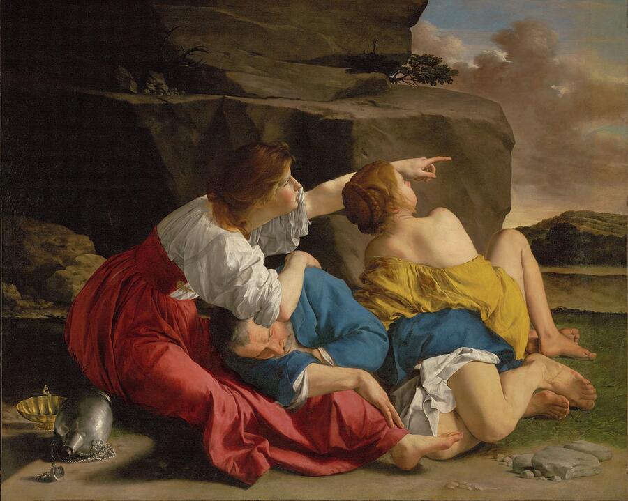 Classical Painting - Lot and His Daughters about 1622 Orazio Gentileschi  by MotionAge Designs