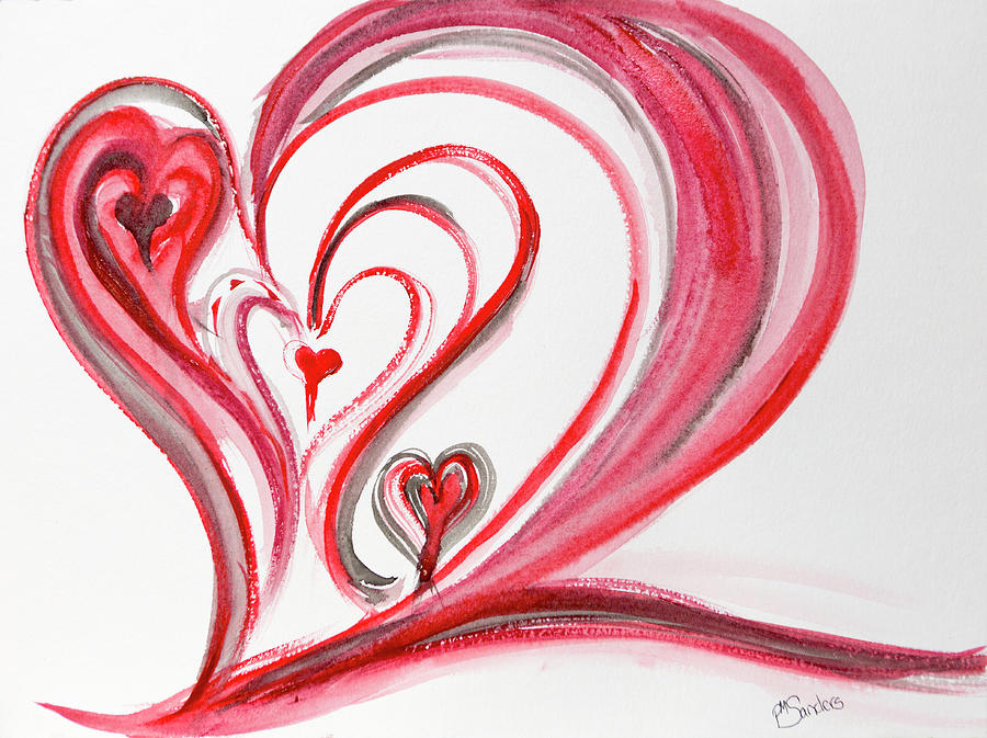 Hearts Painting - Lots Of Love by Her Arts Desire